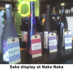 Sake display at Naka Naka