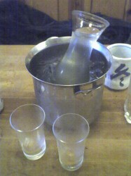 Hakkai San Served at Tomoe.  Wine carafe and CHILLED glasses