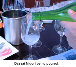 Dassai Nigori being poured