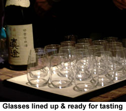 Glasses lined up and ready for tasting