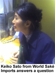 Keiko Sat from World SakÃ© Imports answers a question